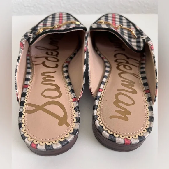 Sam Edelman Linnie Plaid Mule with Gold Accents - Picture 2 of 5